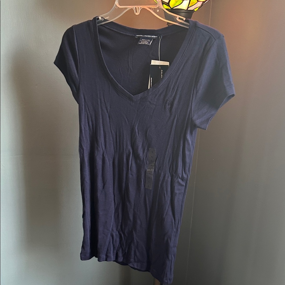 Navy V-Neck Women's Top